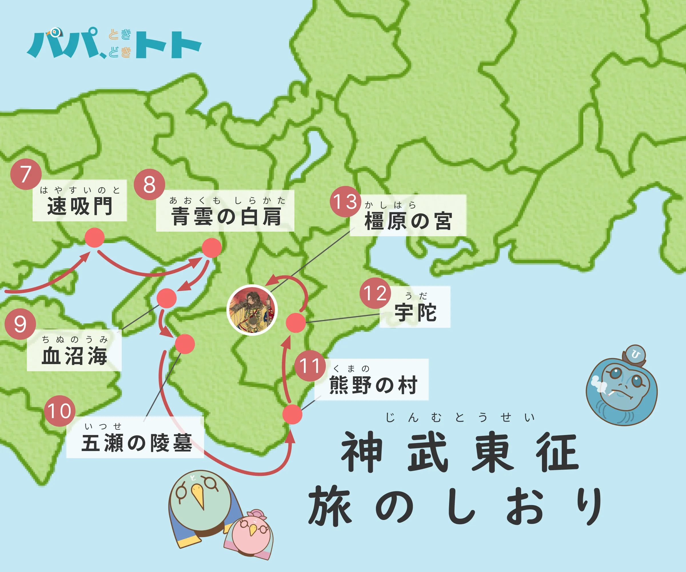 神武東征の旅程を示したイラスト5