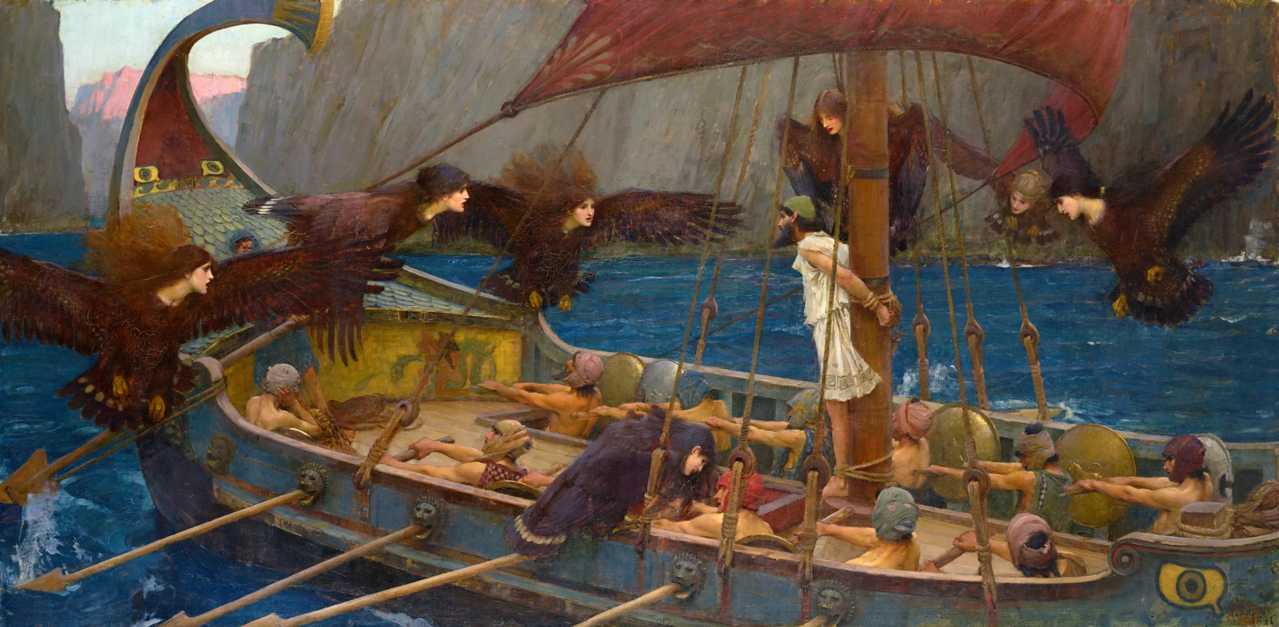 ジョン・ウィリアム・ウォーターハウス『オデュッセウスとセイレーンたち』1891年