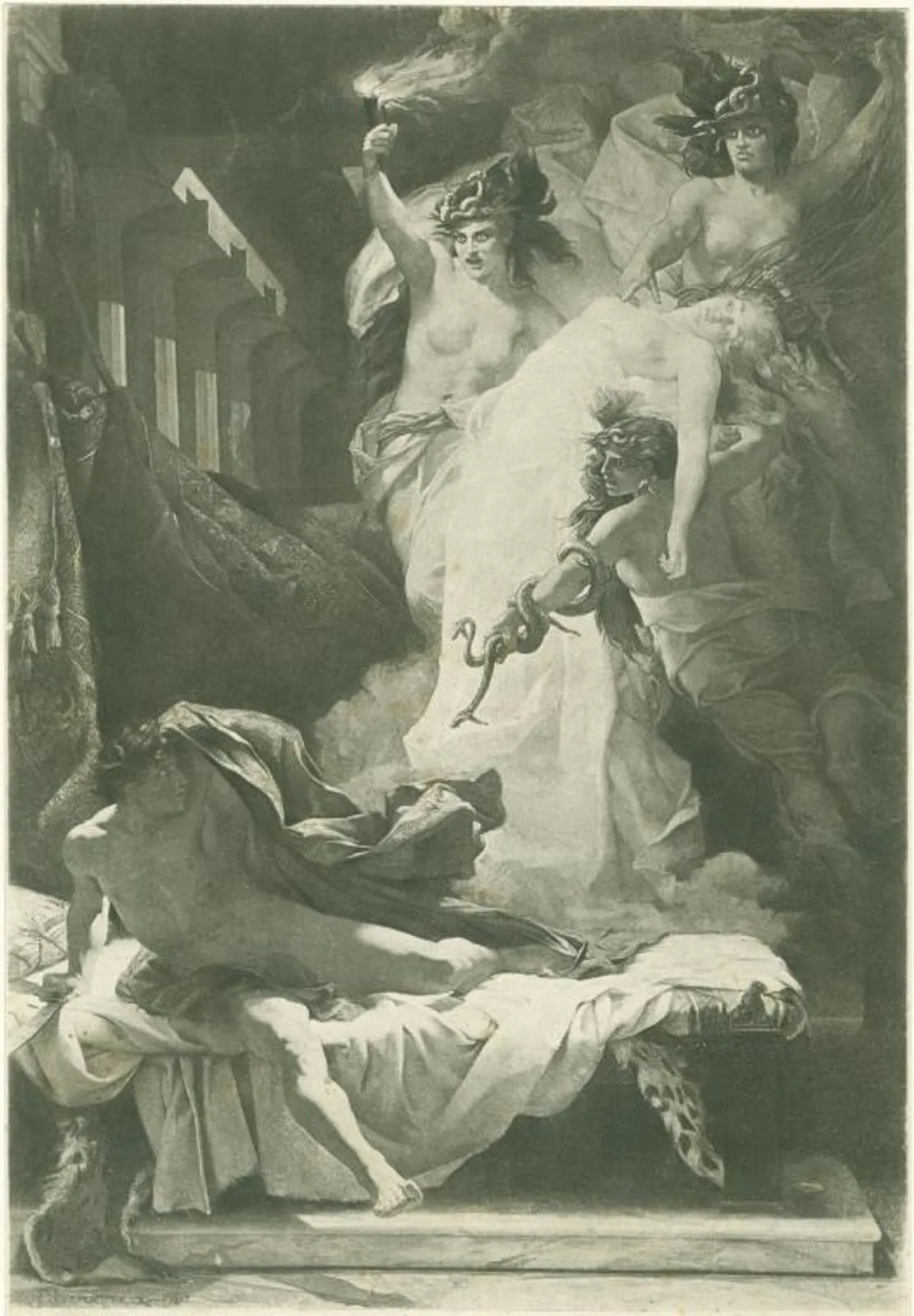 フェルナン・ジャック・フランソワ『復讐の女神たちに追われるオレステス』1878年