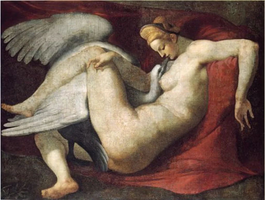 ミケランジェロの失われた絵画の複製『レダと白鳥』1530年