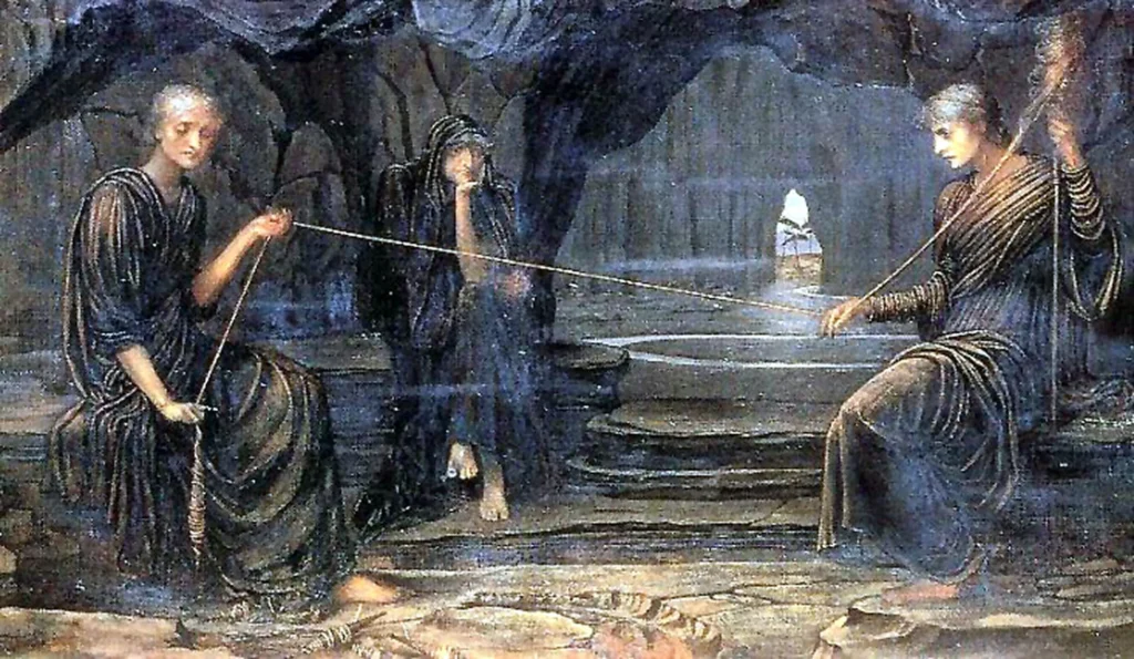 ジョン・メルフイシュ・ストラドウィック『運命の三女神:クロートー、ラケシス、アトロポス』1885年