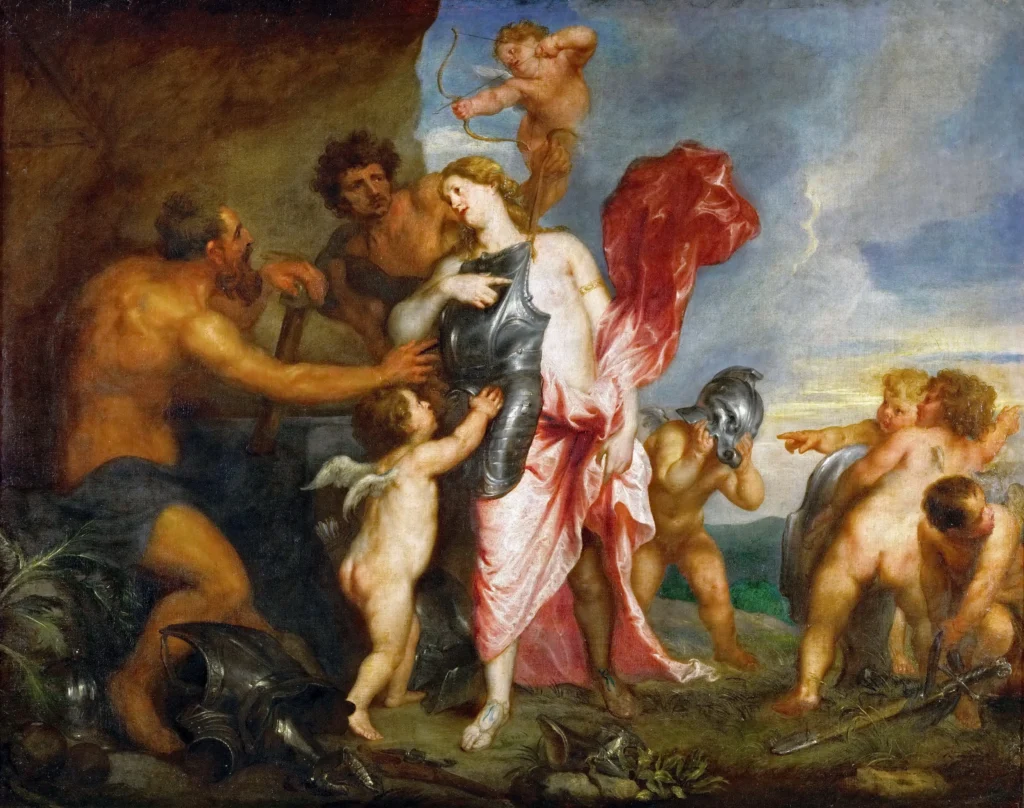 アンソニー・ヴァン・ダイク『ヘパイストスからアキレスの武器を受け取るテティス』1630年–1632年