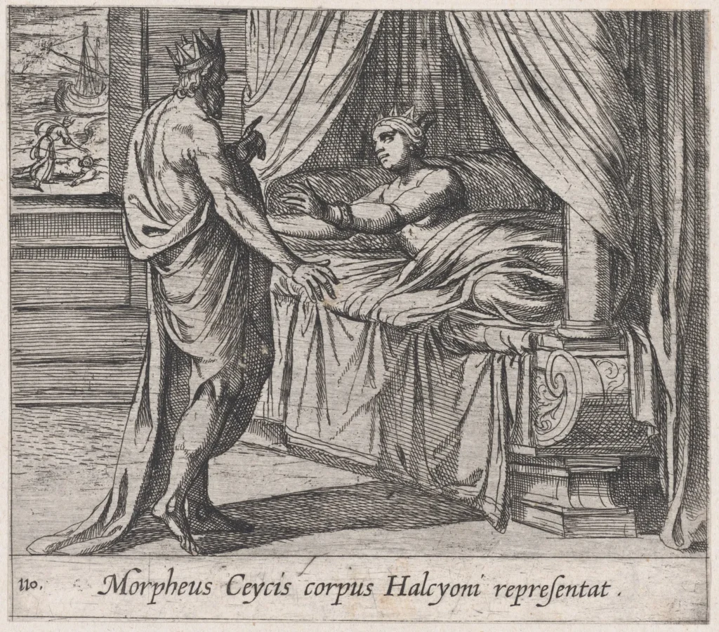 Antonio Tempesta『Plate 110: Morpheus, as Ceyx, Appearing to Alcyone』1606年
