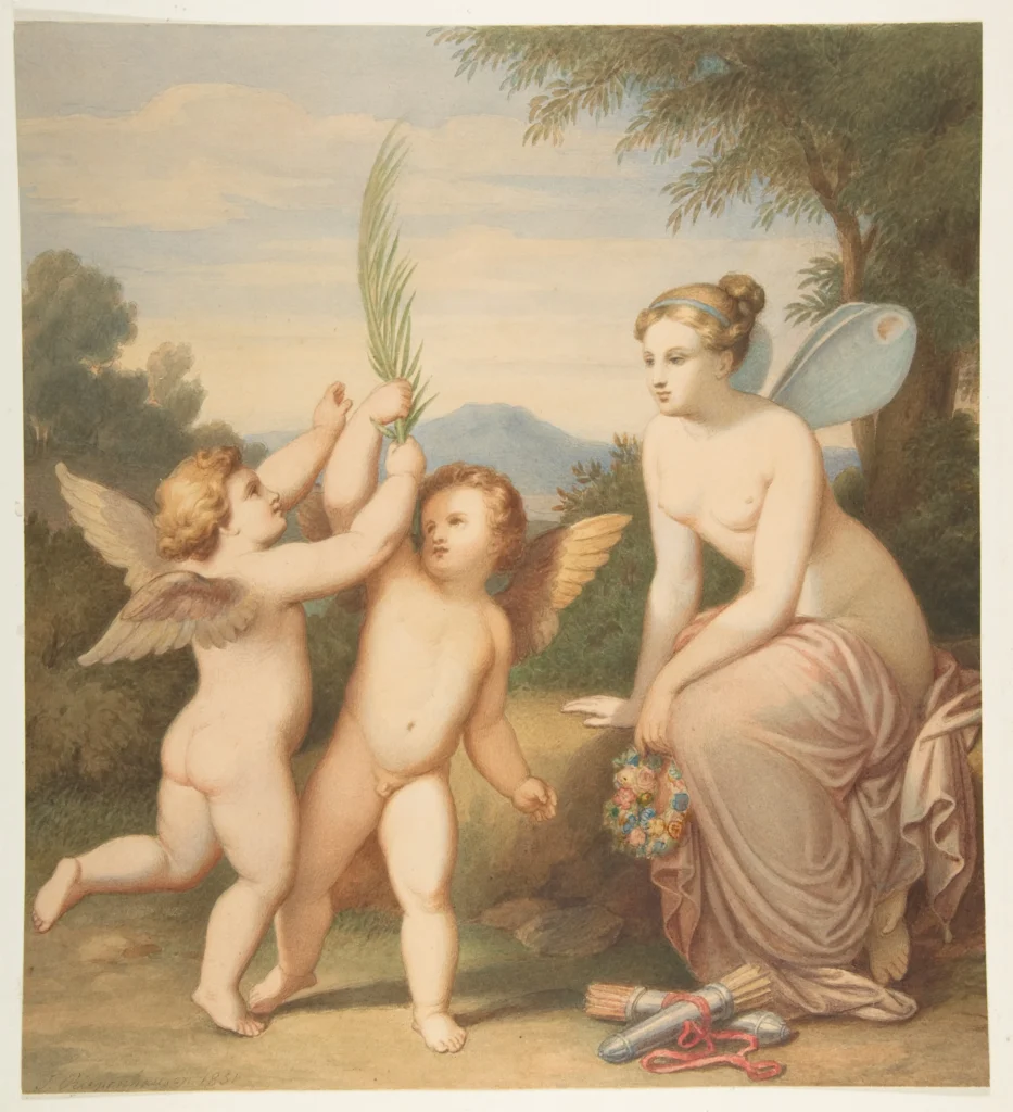 Johannes Riepenhausen『 Eros and Anteros with Psyche Looking at Them』1810年–1860年