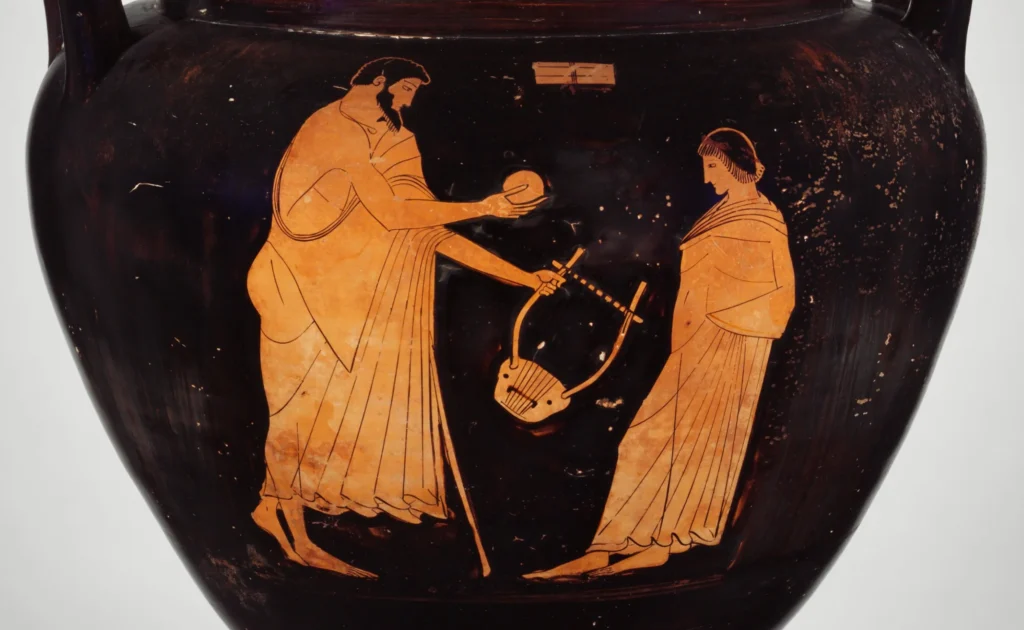 古代ギリシャの壺絵に描かれたリラ ca. 475–465 BCE