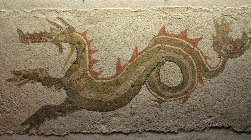 古代ギリシャ：カウロンにあるケトス(くじら座)のモザイク
