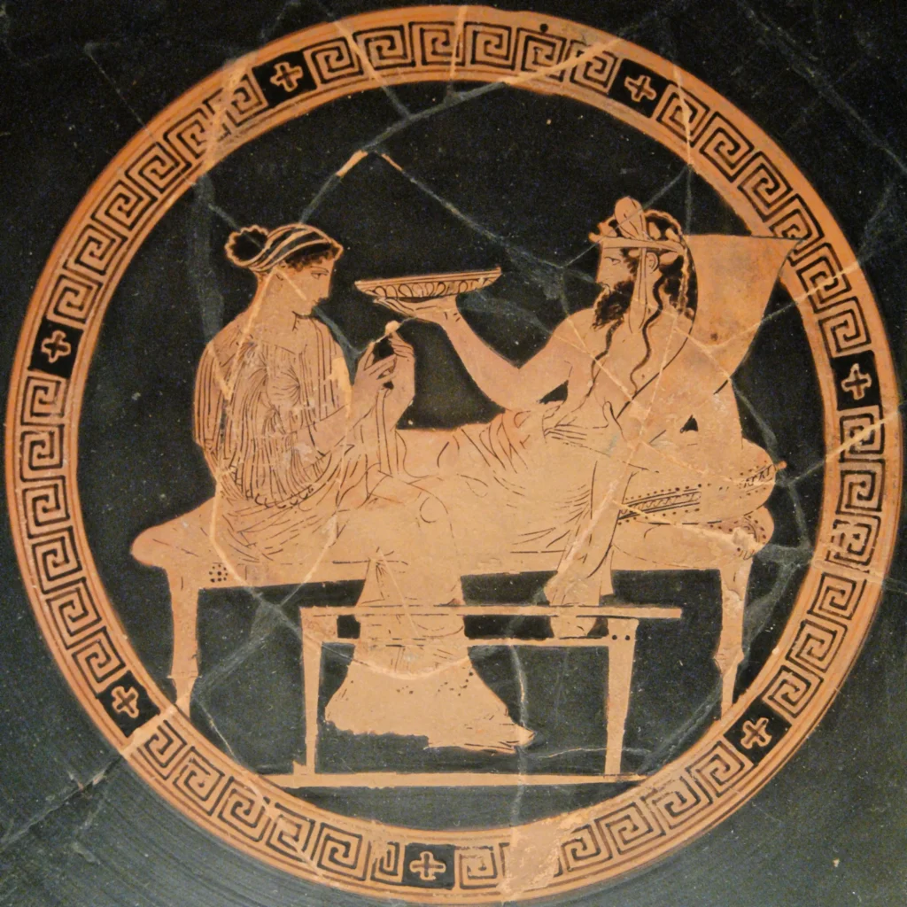 tondo of an Attic red-figured kylix「ペルセポネとハデス」紀元前 440年-430年頃