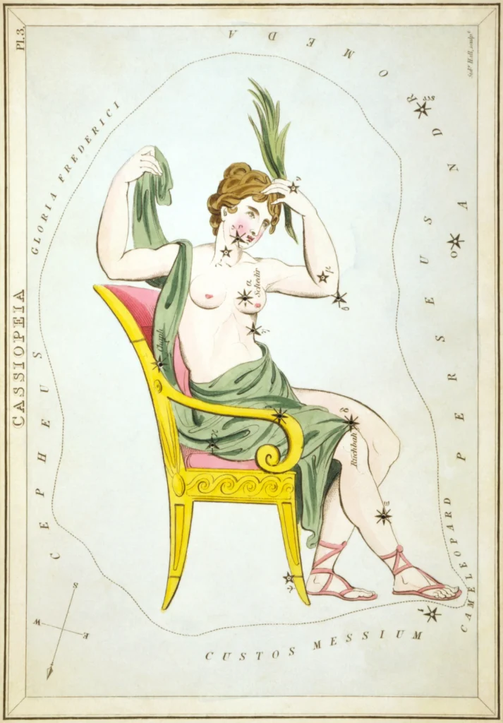 星座カードのセット「ウラニアの鏡」に描かれたカシオペヤ座1825年頃