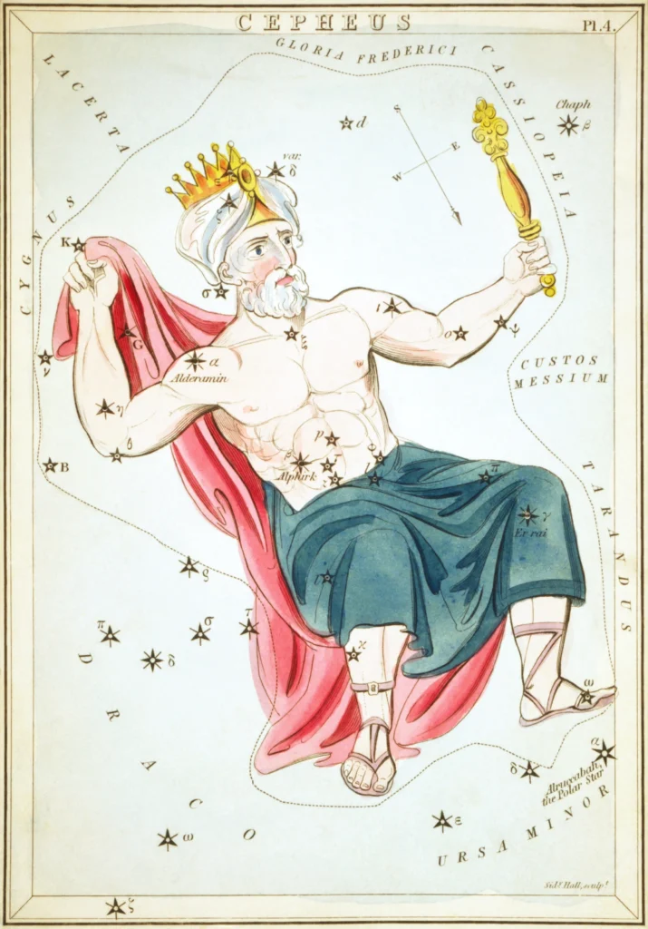 星座カードのセット「ウラニアの鏡」に描かれたケフェウス座1825年頃
