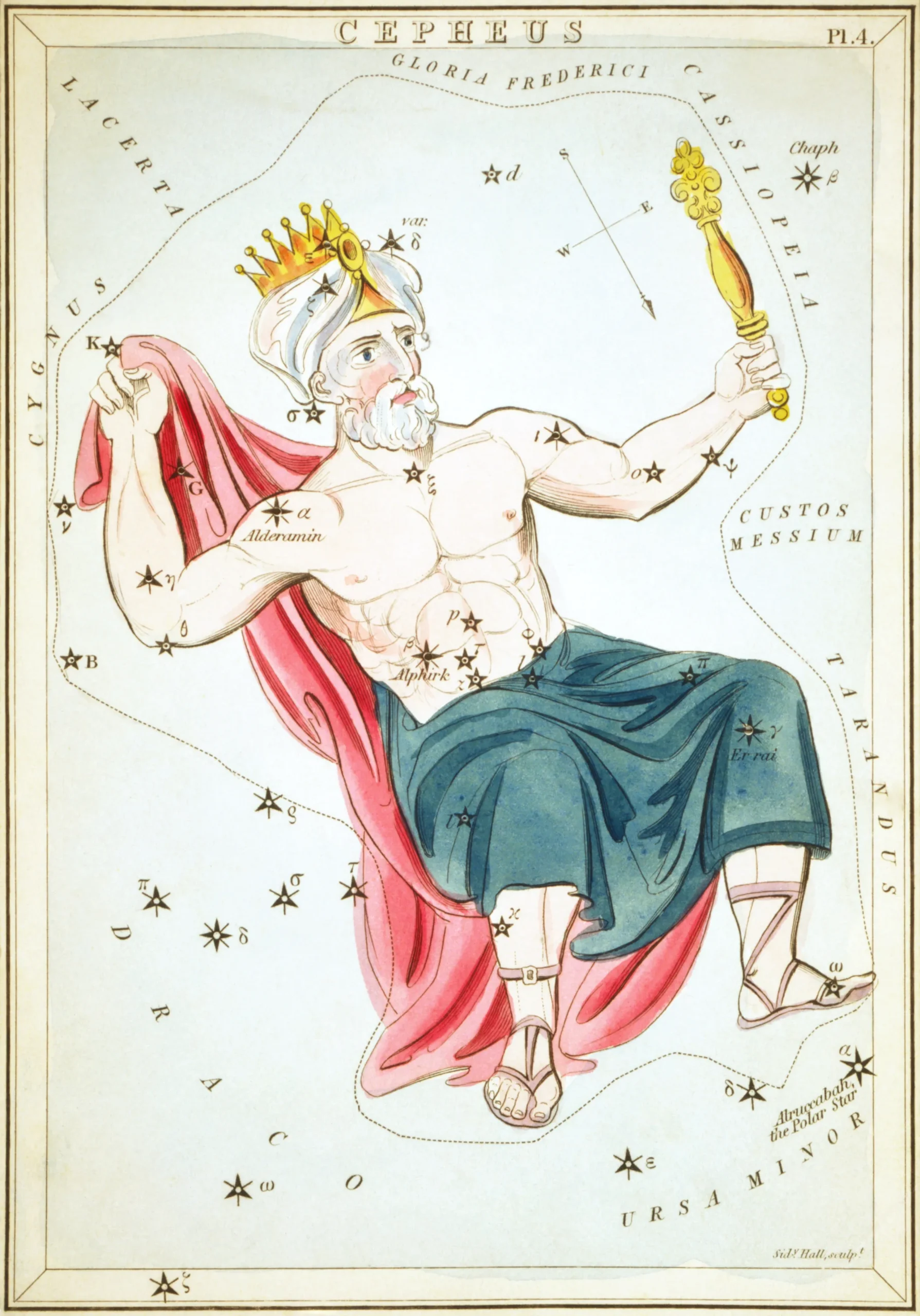 星座カードのセット「ウラニアの鏡」に描かれたケフェウス座1825年頃