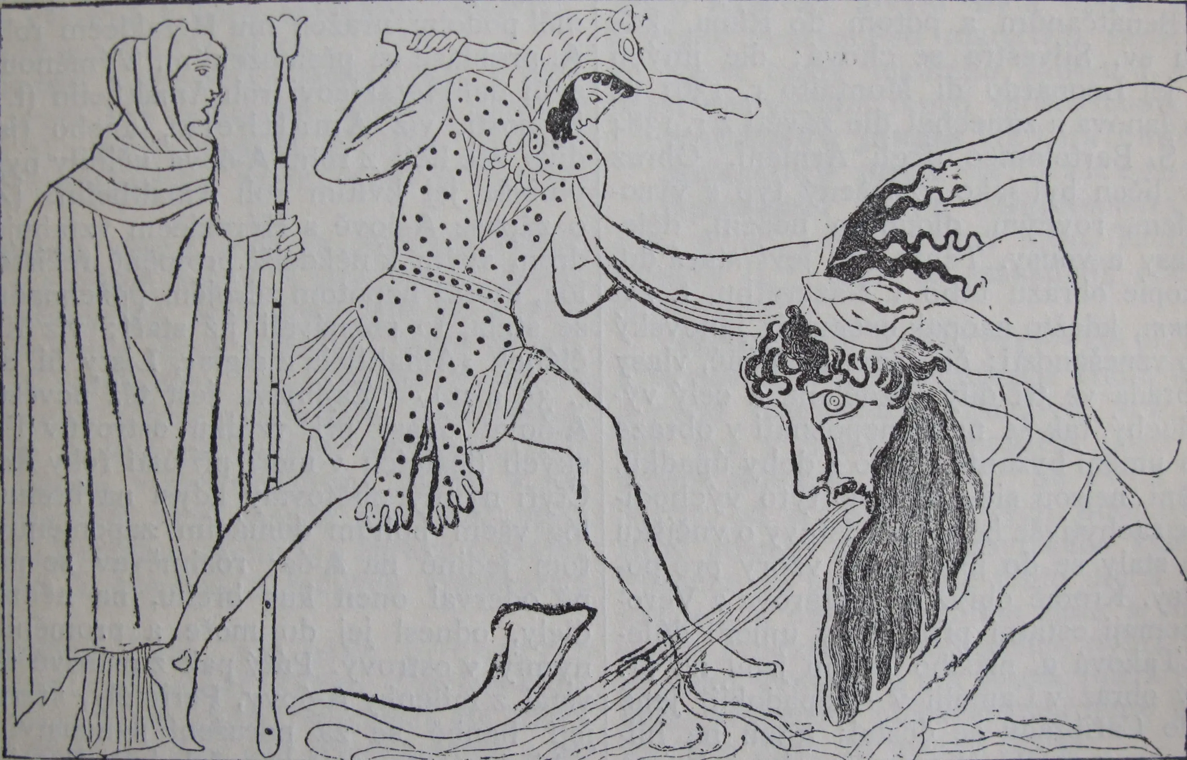 作者不明「雄牛の姿のアケロオスと対決するヘラクレス、傍らにデイアネイラ」1888年