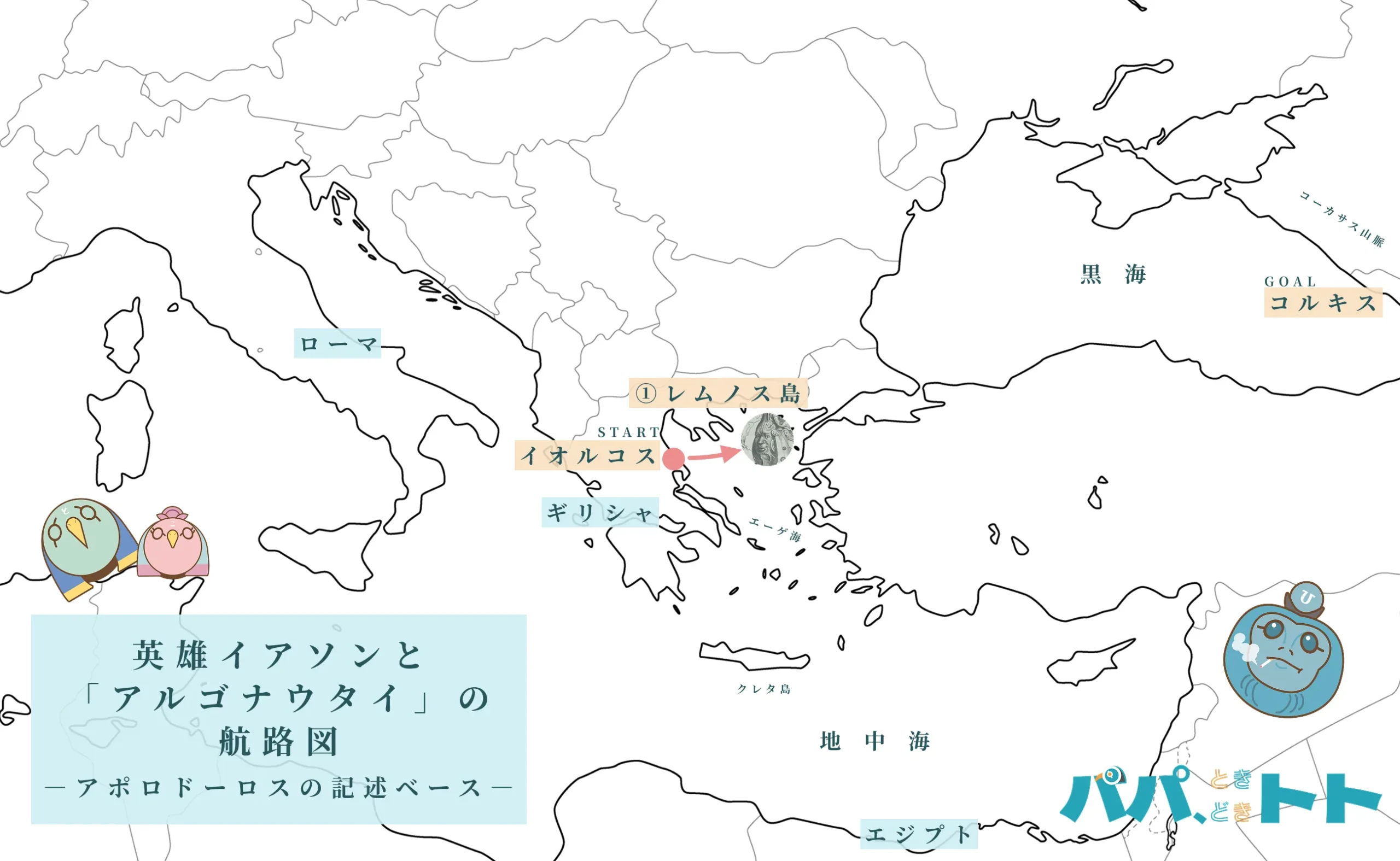イアソンとアルゴナウタイの航路図1