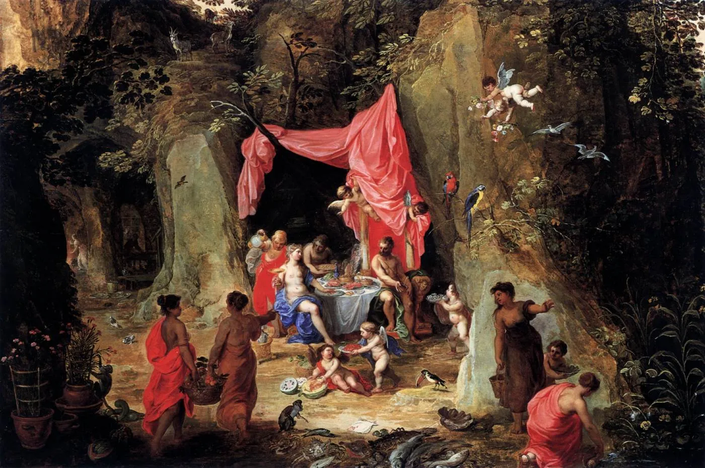 ヘンドリック・ファン・バーレン『ニンフのカリプソの客としてのオデュッセウス』1616年頃