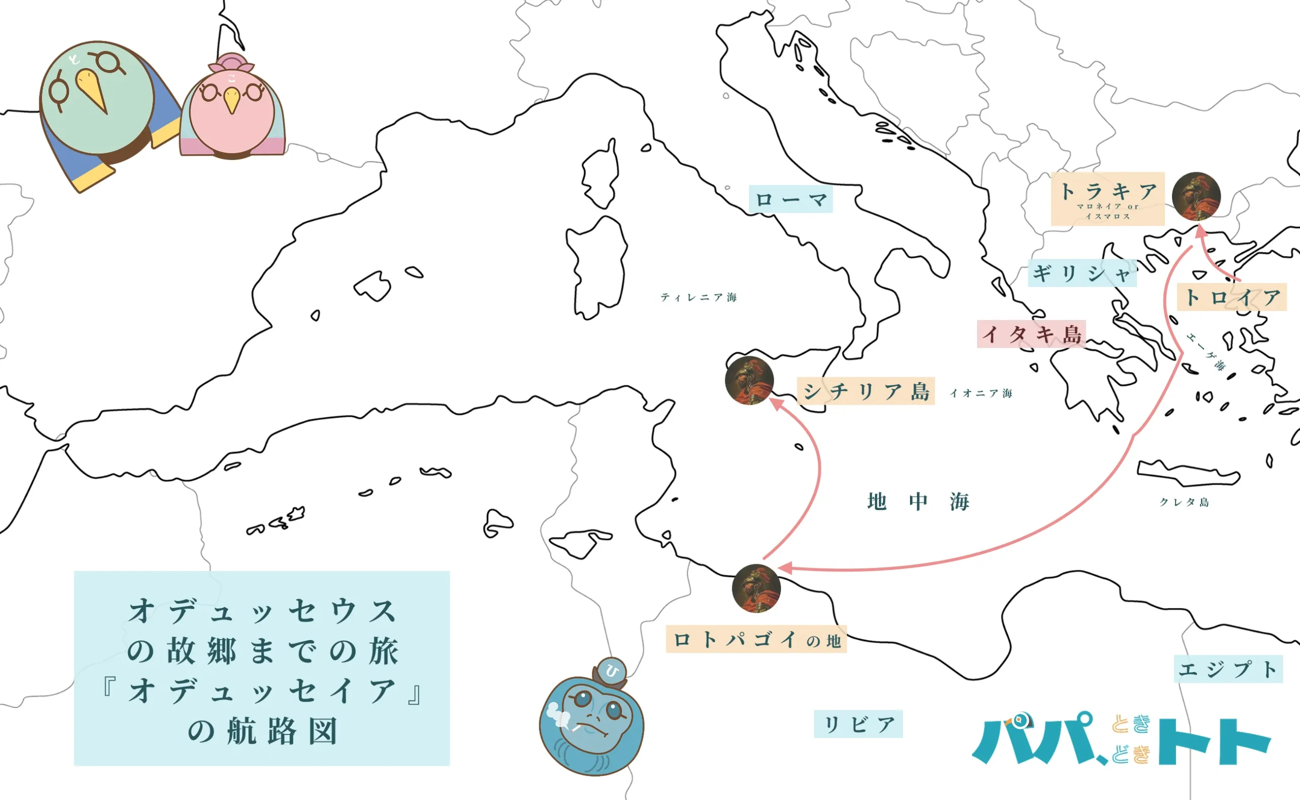 オデュッセウスの旅『オデュッセイア』の航路図3