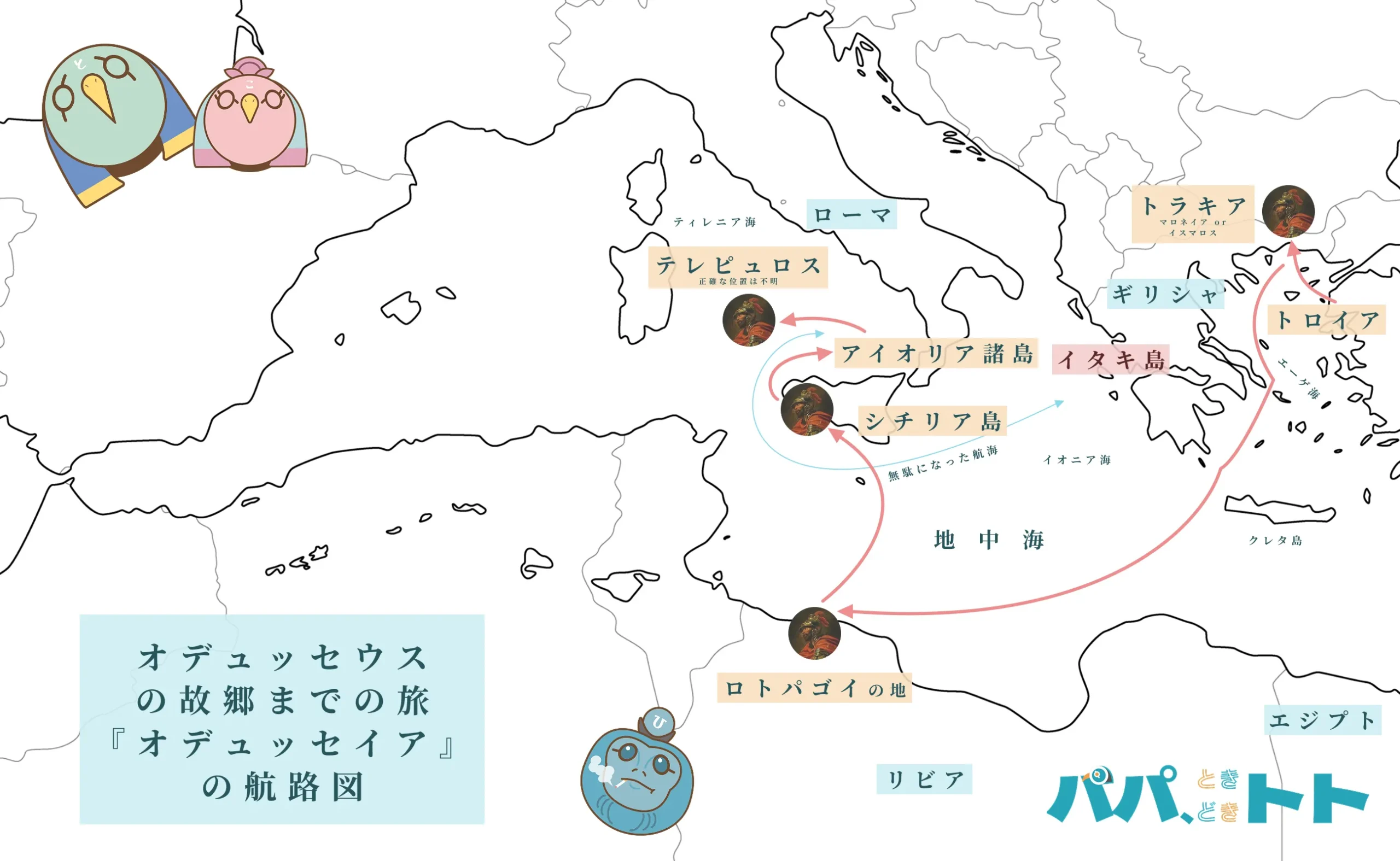 オデュッセウスの旅『オデュッセイア』の航路図5
