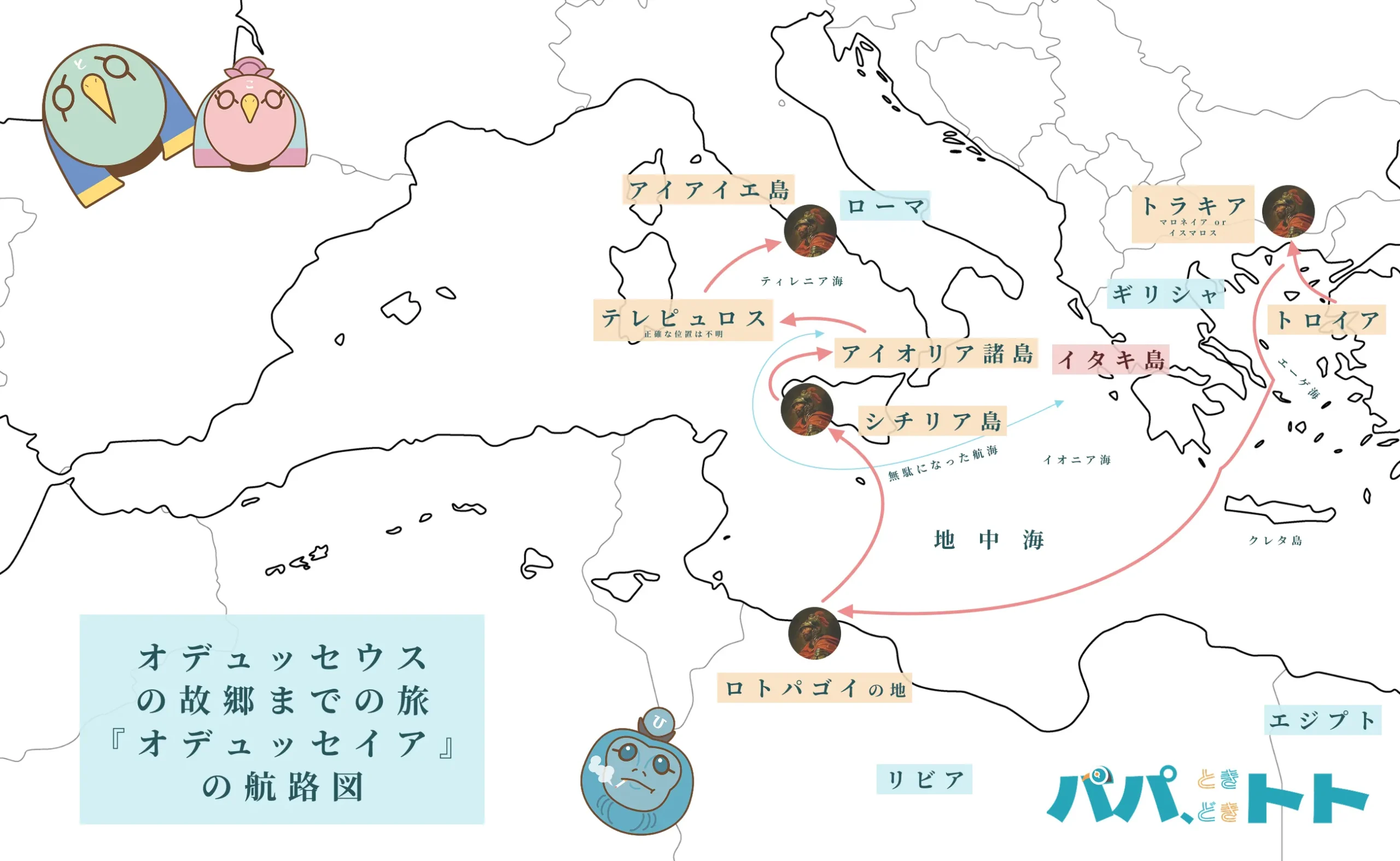 オデュッセウスの旅『オデュッセイア』の航路図6